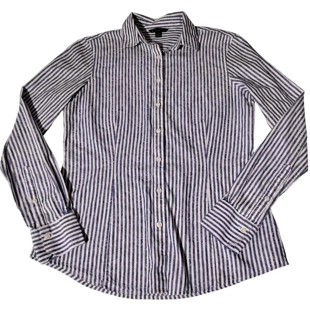 Brooks Brothers Blue White Striped Paisley Textured Cotton Button Down Shirt 4